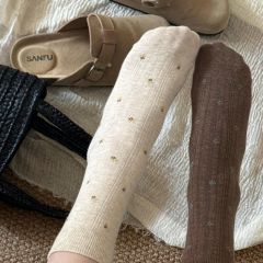 春夏袜子女温柔小碎花冬韩版碎花透气吸汗田园风百搭精梳棉堆堆袜